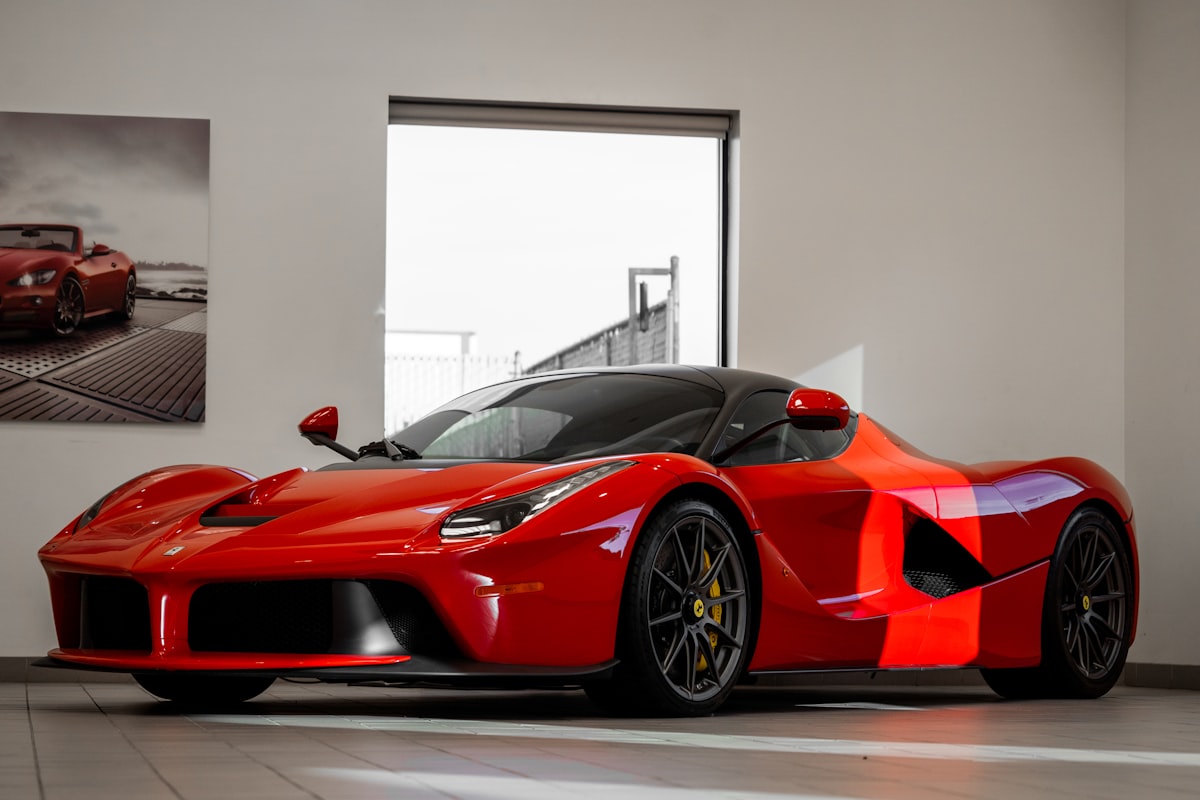 Ferrari supercar, the kind of vehicle that travels in enclosed transport