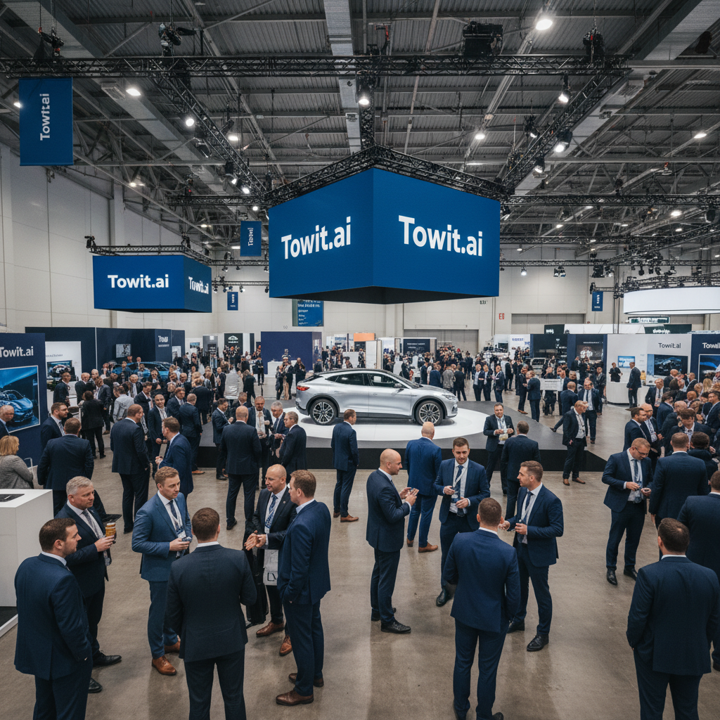 UK automotive industry conference with car dealers and Towit.ai branding